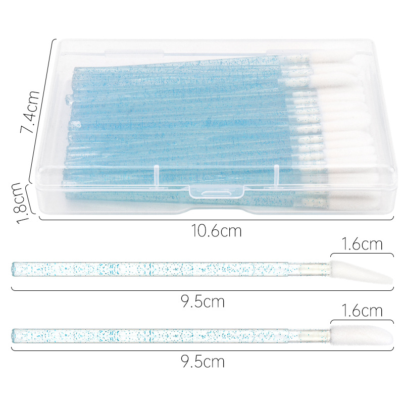 50pcs/box cepillo de labios de nylon sólido herramientas de maquillaje maquillaje de belleza barra de cristal cabeza extendida cepillo de lápiz labial cepillo de maquillaje shanilak Specification image