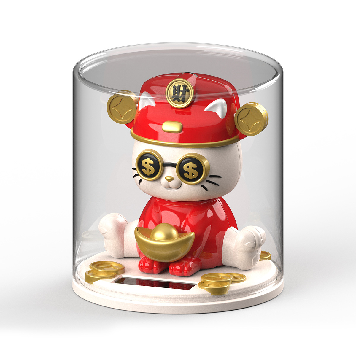 New money-attracting cat figure-piece, solar-powered automatic nodding car decoration figure-piece, office front desk desktop figure-piece Item Picture