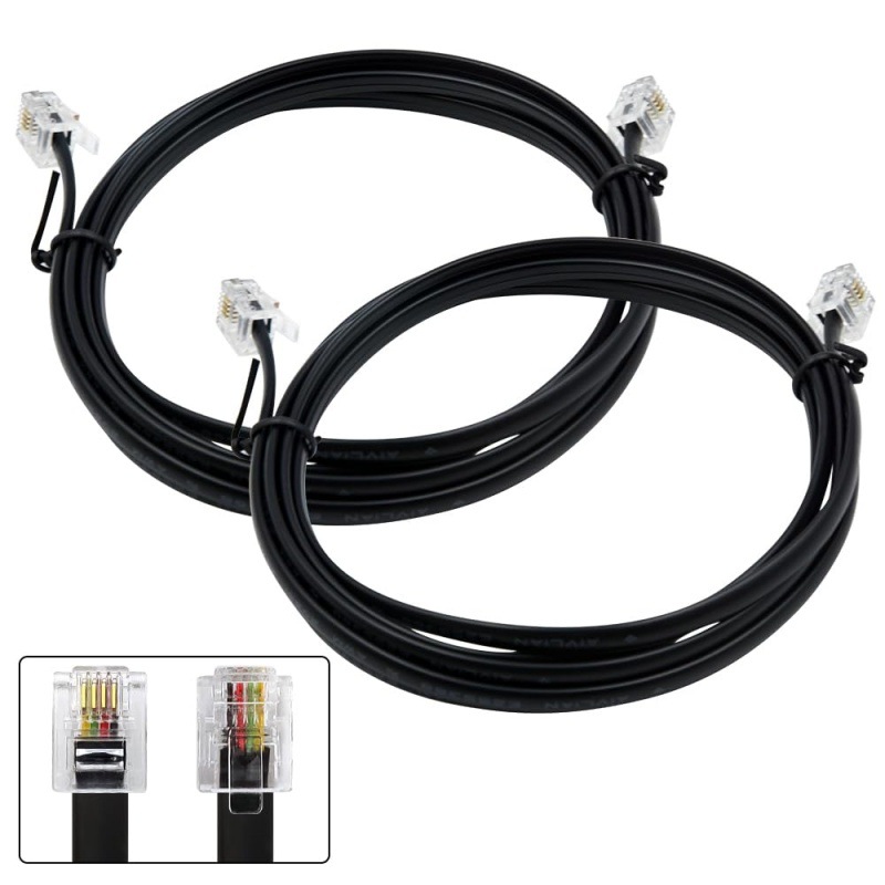 4-core telephone line, RJ11 interface, oxygen-free copper landline, engineering home decoration voice line, office phone extension line details Picture