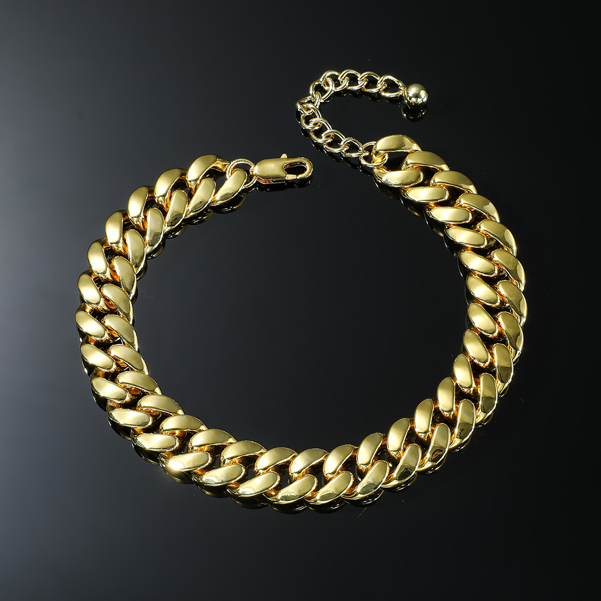 Men's AliExpress best-selling simple smooth Cuban chain anklets, personalized hip-hop style exaggerated accessory anklets details Picture
