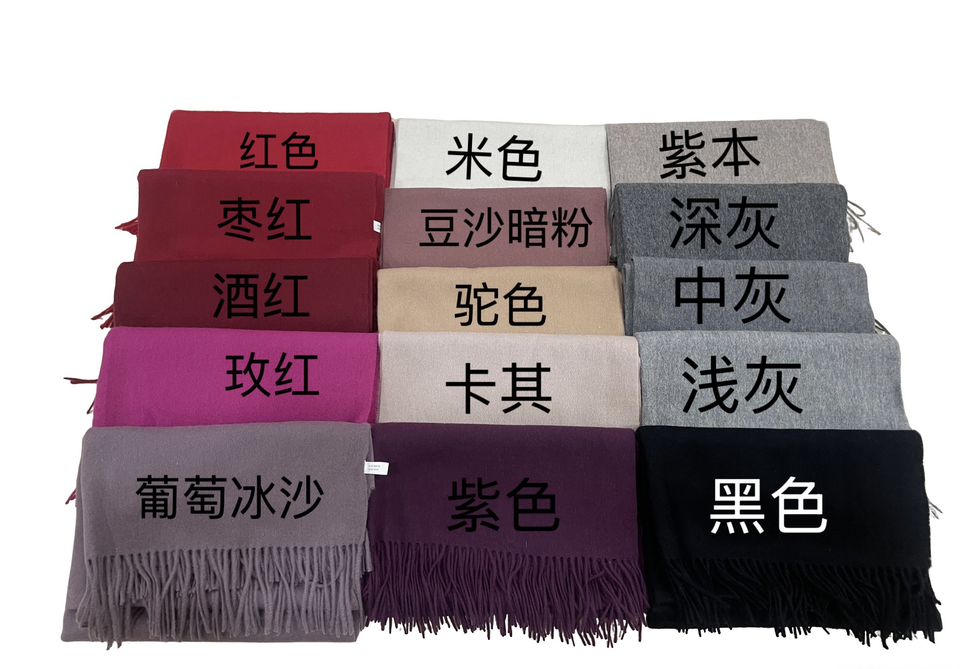 Pure wool plain fringed scarves for autumn and winter are in stock and versatile. Wholesale of 100% large wool shawls pic 5