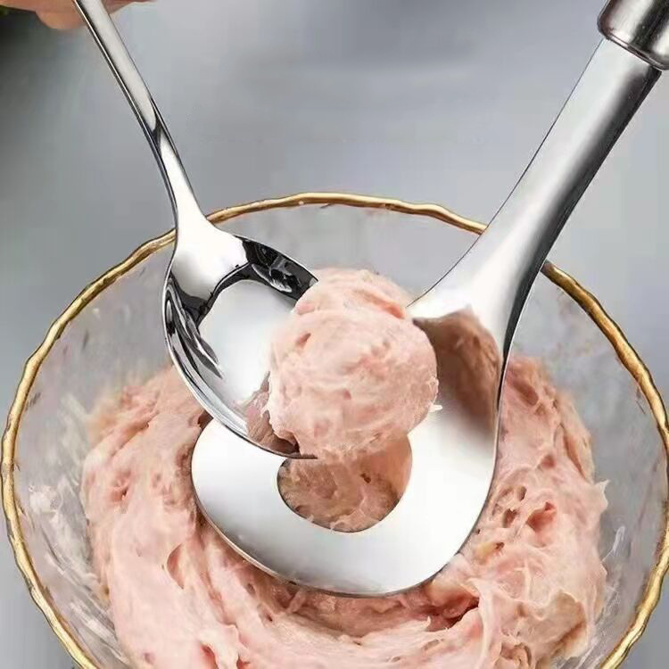 Manufacturer's stainless steel meatball maker, fish ball spoon mold, meatball extrusion rice ball spoon, household kitchenware