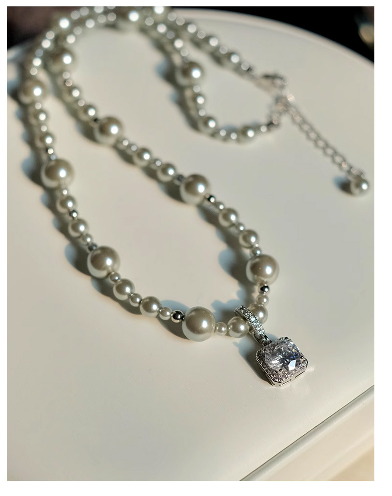 Manta rose purple pearl necklace accessory for women, summer collarbone chain, light luxury and high-end style, sugar cube pendant necklace accessory pic 10