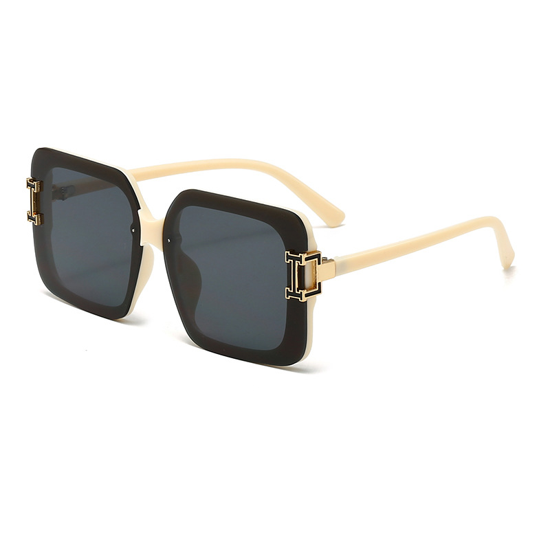 2024 New Korean-style fashionable sunglasses with H letter decoration for sun protection and personalized styling, women's square frame Specification image
