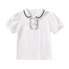 Children's clothing, girls' short-sleeved top, ice silk breathable, new summer children's summer wear, pure cotton versatile lapel T-shirt, stylish 5 Item Picture