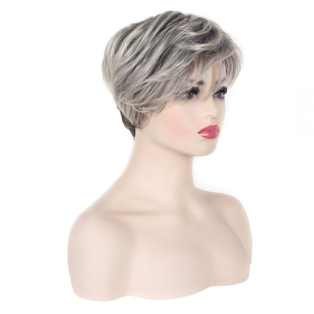 Foreign trade wigs, European and American wigs, short hair, women's fluffy curly hair manufacturer in stock, fashionable gradient mixed color fluffy short hair Application Scenario