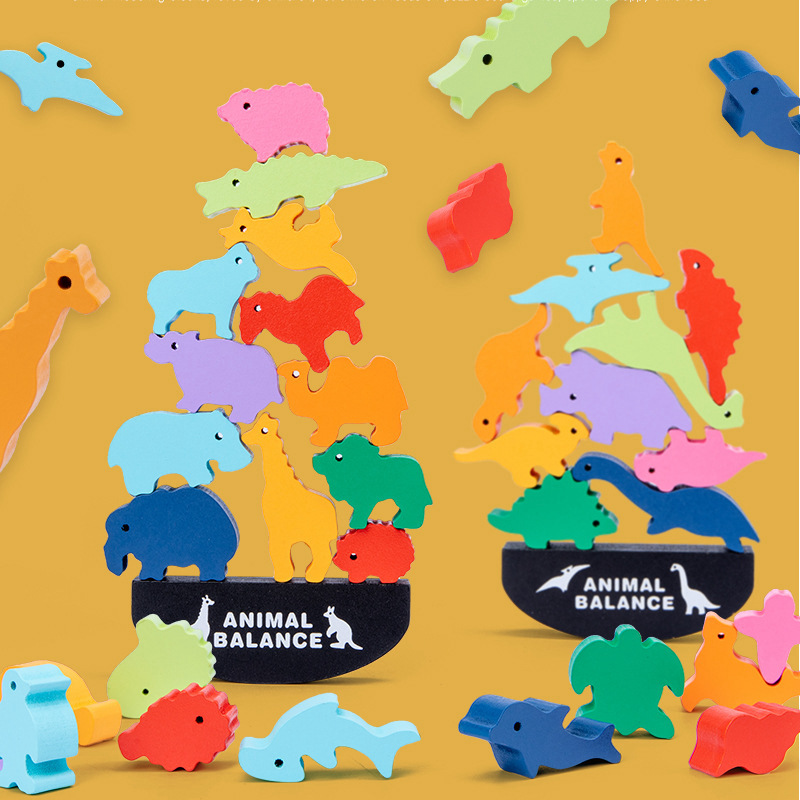 动物平衡叠叠高彩色积木儿童玩具宝宝认知幼儿园早教跷跷板积木详情图2