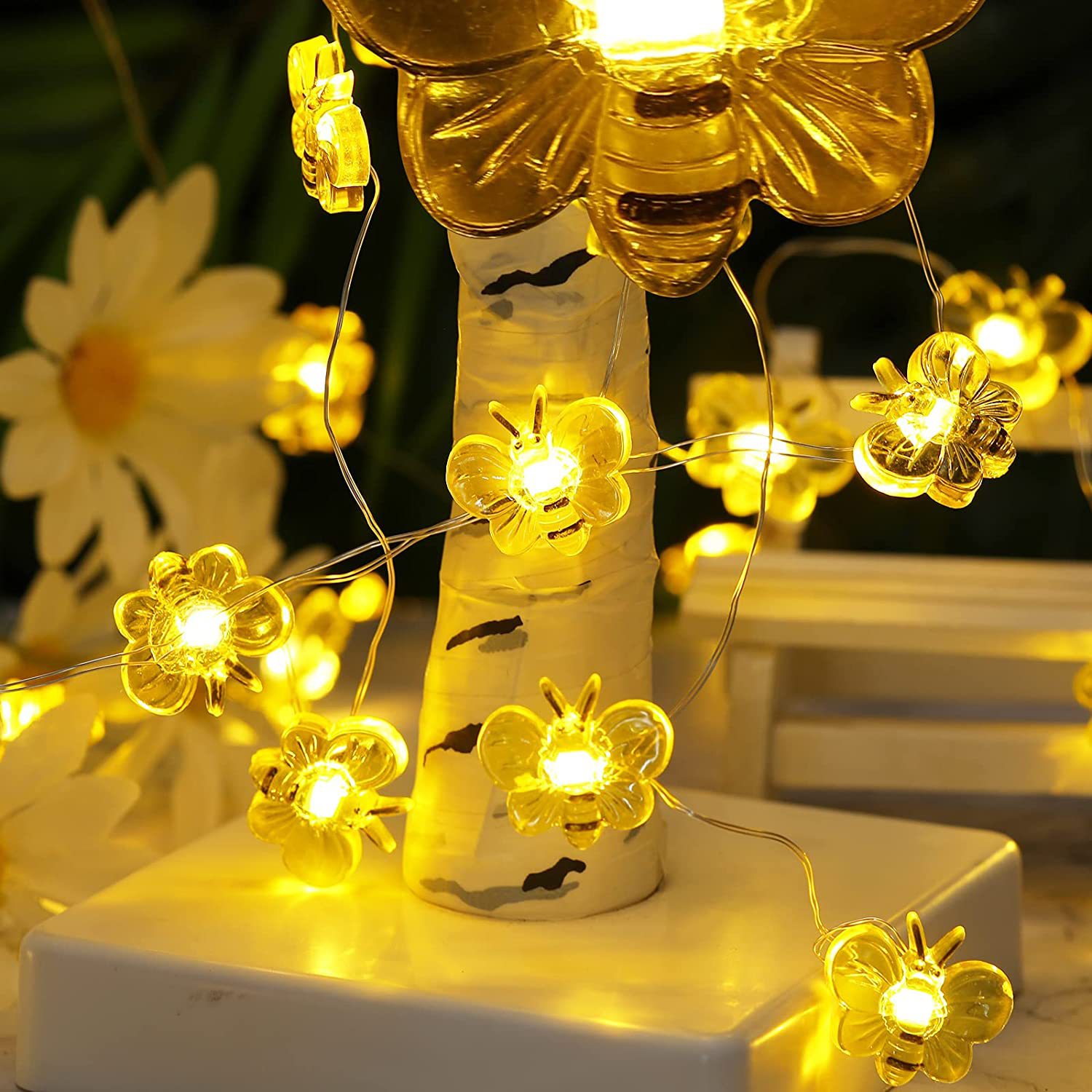 New cross-border LED small bee light string for festival courtyard scene decoration copper wire mini shaped colored lights Specification image