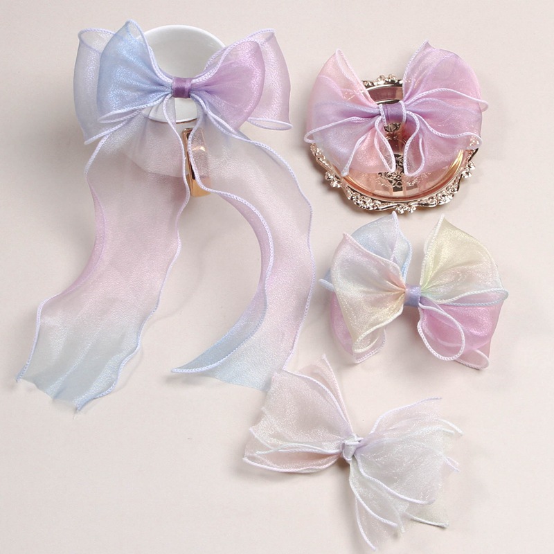 South Korea Handled-Edge Wave Gradient Rainbow Snow Gauze With Diy Hair Ornaments Bow Material Flower Ribbon Baking Ribbon details Picture