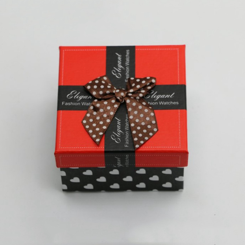 Novelty Heart Pattern Bow Paper Box Watch Box Cover Jewelry Bracelet Jewelry Storage Packaging Gift Box details Picture