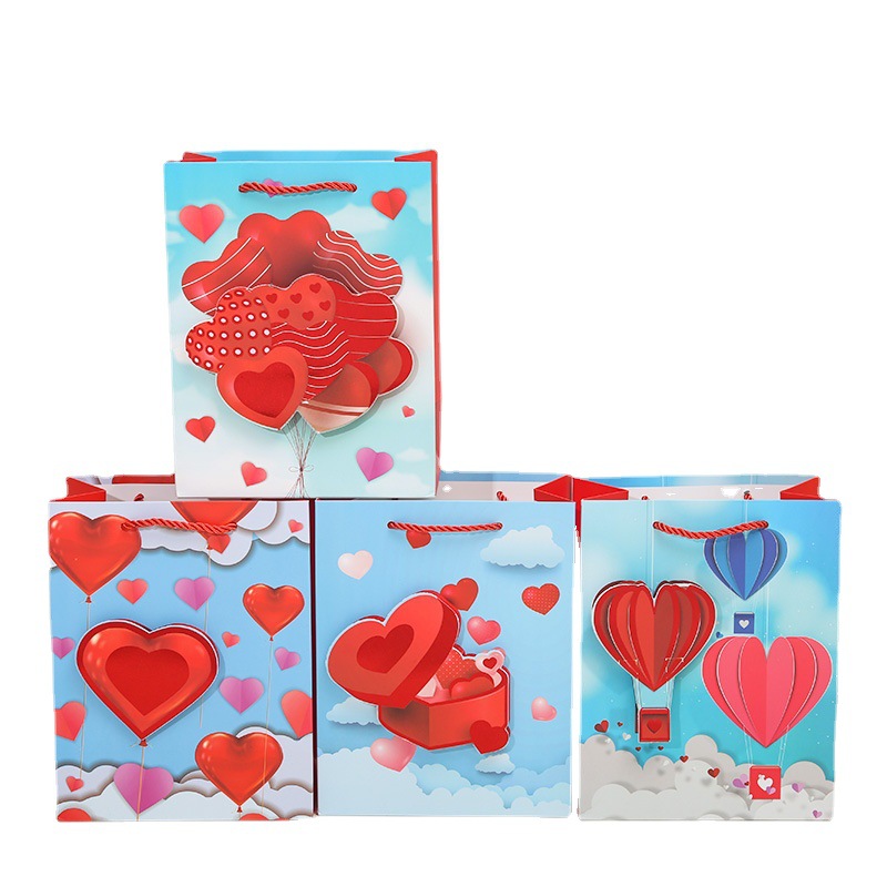 Ladies Red Rose 3D Patch Dusting Gift Bag Tote Bag Paper Bag Birthday Gift Return With Hand Gift South America Item Picture