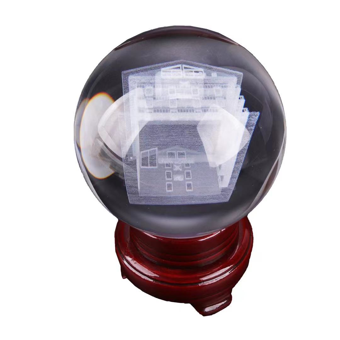 Manufacturers Directly Provide Creative Crystal Wind Water Balloon Decoration 3D Carved Desk Crystal Transparent Glass Ball Decoration Item Picture