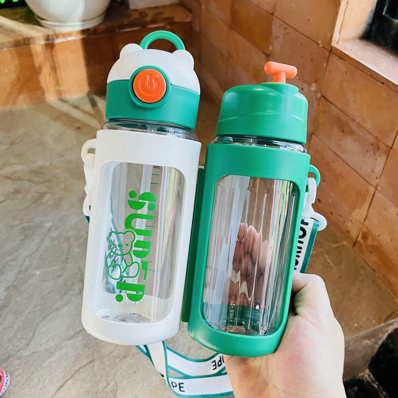 New children's double-drinking cups with separate compartments for girls, boys and kindergartens, large-capacity water cups and straw cups specially designed for school details Picture
