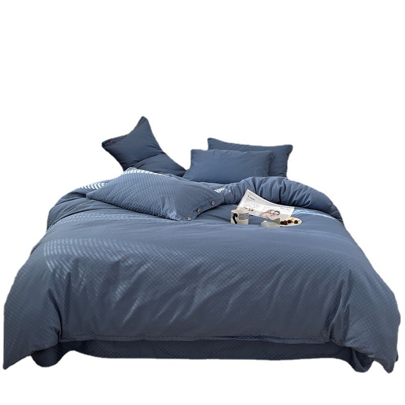 60支长绒棉四件套批发提花贡缎全棉床单被套南通纯色床上三件套详情图5