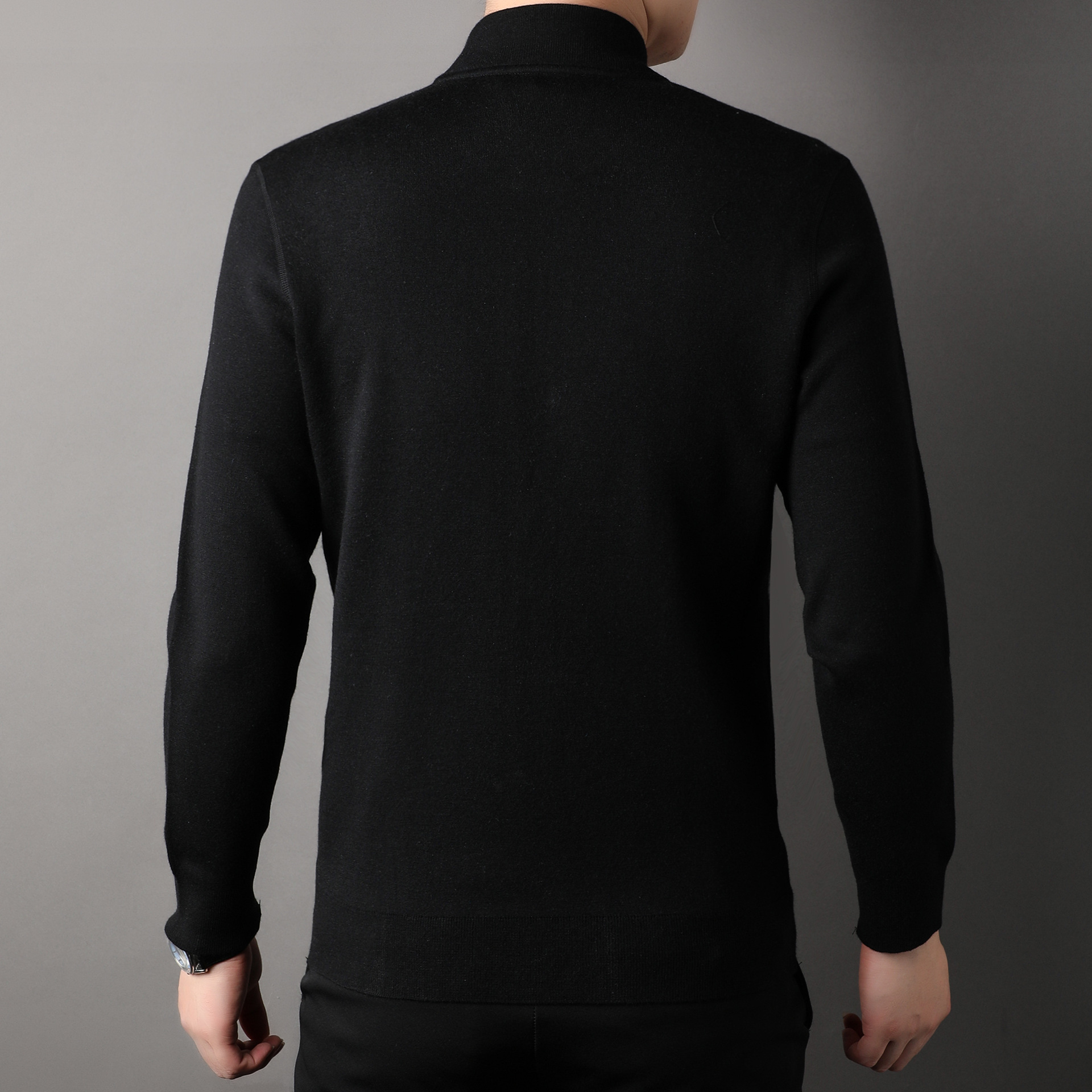 Baseball collar men's knitted cardigan, new autumn and winter fashion and casual for middle-aged and young people, zipper sweater, solid color jacket Specification image