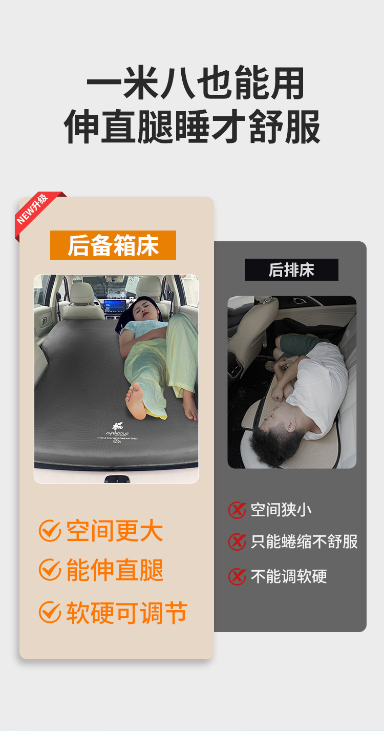 自驾旅游通用车后排睡垫特斯拉ModelY记忆棉后备箱收纳便携车载床详情2