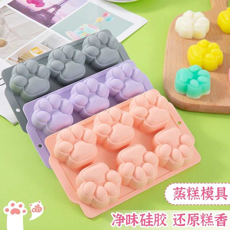 Mengqu Cat's Paw Mould Silica Gel Mini Steamed Cake Mousse Cake Ice Cubes Baby Food Mould