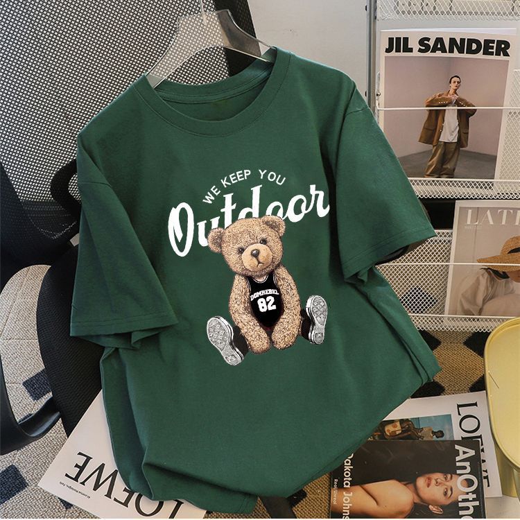 Thirteen Factories Women's short-sleeved Korean-style loose T-shirts with cartoon prints, campus student tops, girls' short T-shirts, live wholesale Application Scenario