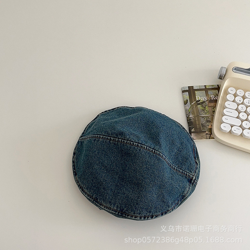 Early Fall New Retro Head Girth Cowboy Beret Pocket Design For Spring/Summer Round Face Child Painter Hat Trend Item Picture