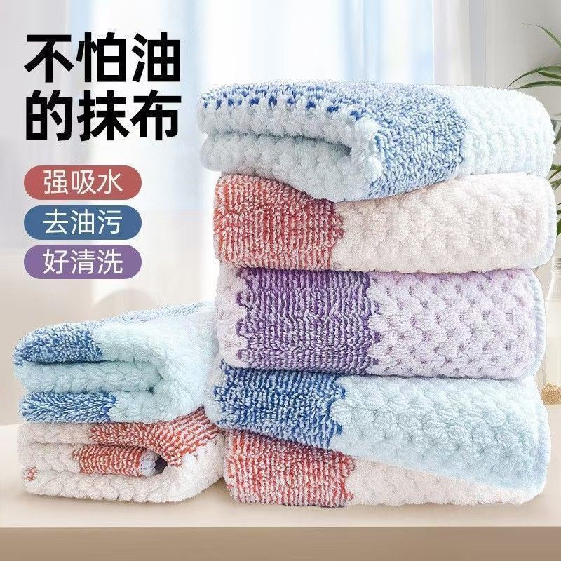 New kitchen cleaning cloth, thickened and durable scouring pad, oil-free and lint-free cleaning cloth, dishwashing cloth and detergent set details Picture