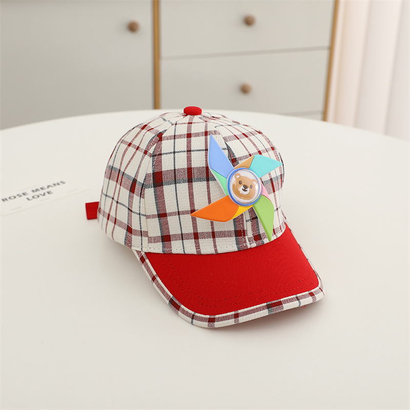 Children's Baseball Cap Children's Cap Spring New Striped Checkered Season Rotating Windmill Children's Cap Everything Baseball Cap Summer Shade Cap Specification drawing