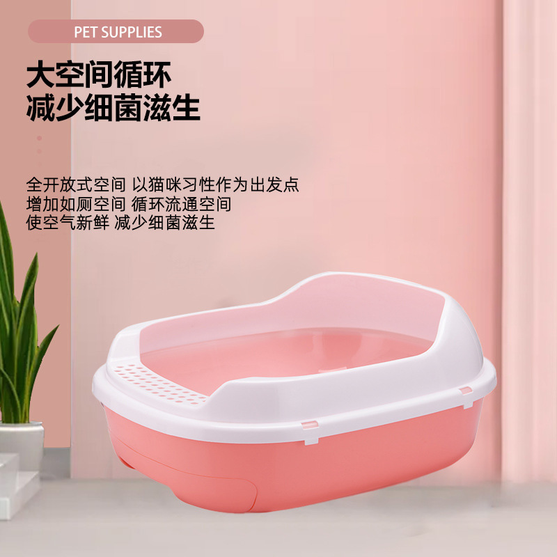 Cat litter box, pine wood cat litter box, semi-enclosed double-layer cat litter box with drawer, cat toilet, cat litter shovel included Specification image