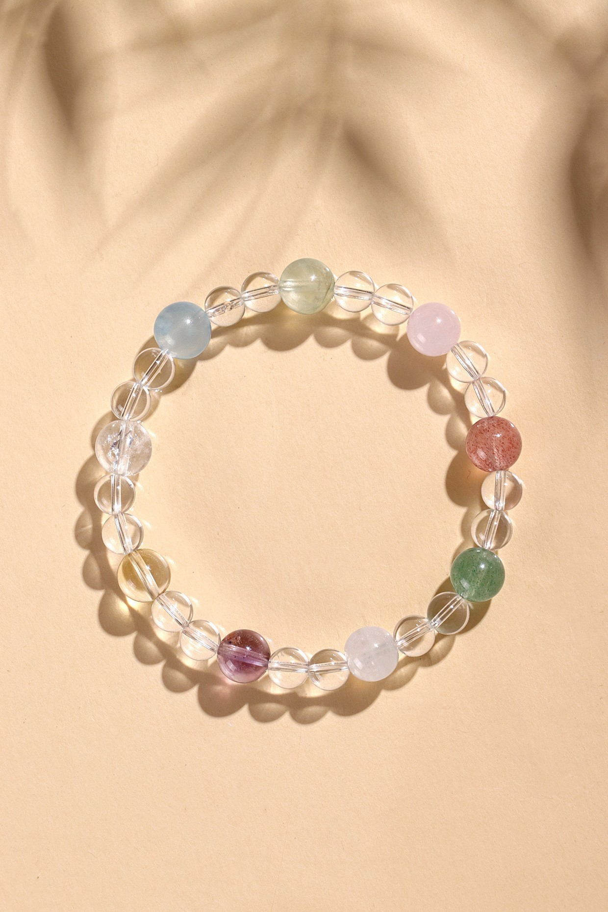 小红书白水晶多宝串珠手链女清新甜美紫水晶海蓝宝手串手饰送女友详情5