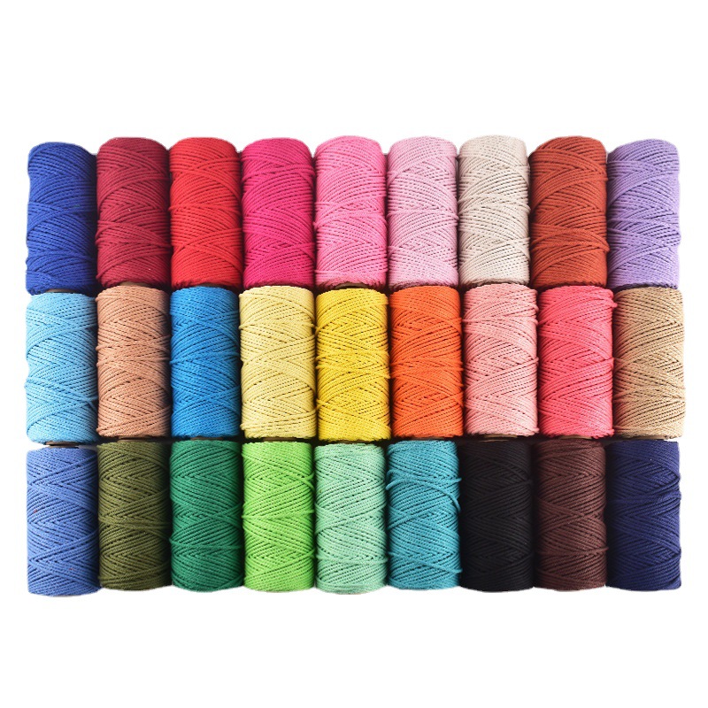 厂家直供彩色棉绳线3、4毫米手工制作材料编织挂毯装饰用绳子详情图1