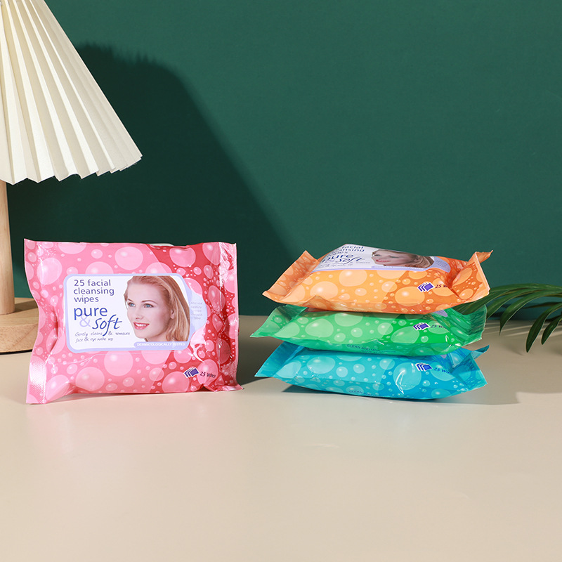 25 Pieces Of Portable Adult Hand And Mouth Wipes Disposable Non-Woven Beauty Bubble Printing Wipes