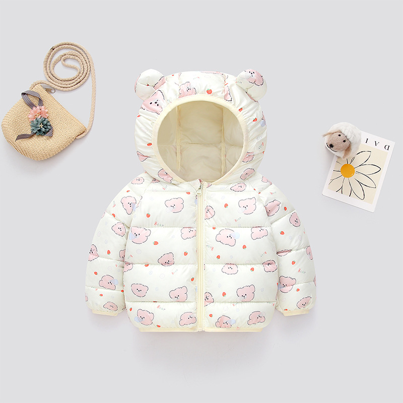 Factory direct sales of new autumn and winter children's lightweight down cotton-padded jackets, warm coats for boys and girls, and baby ear styles Specification image