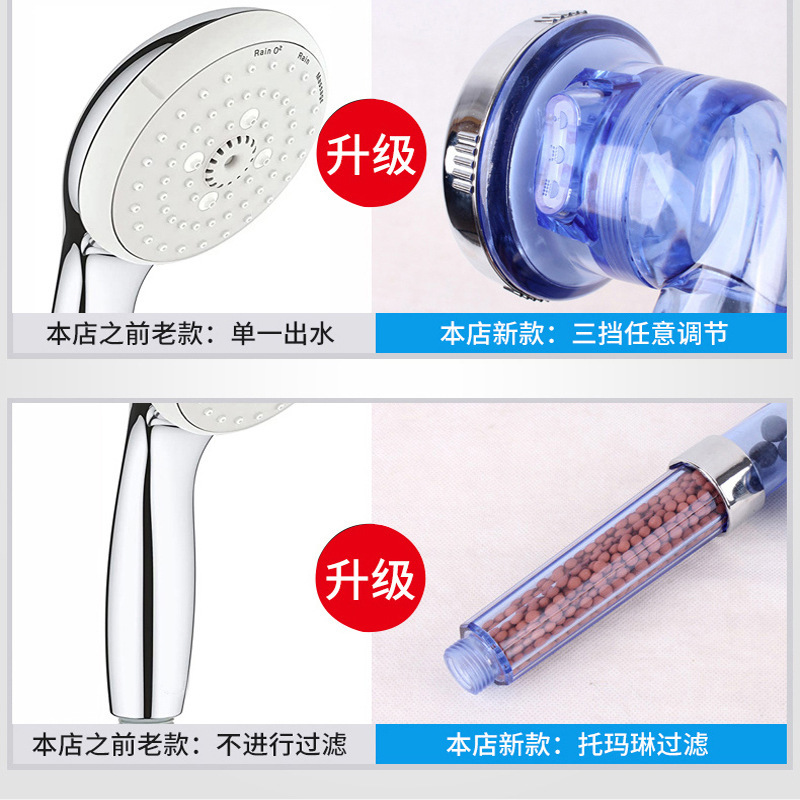 Negative ion shower head set, household pressurized handheld shower head, flower wine shower head, rain shower head, multiple styles Item Picture