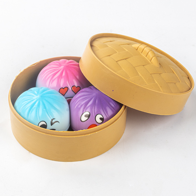 Simulated steamed bun expressions, Xiaolongbao cartoon pinching, stress-relieving magic tool, children's toy, stress-relieving pinching fun, slow rebound