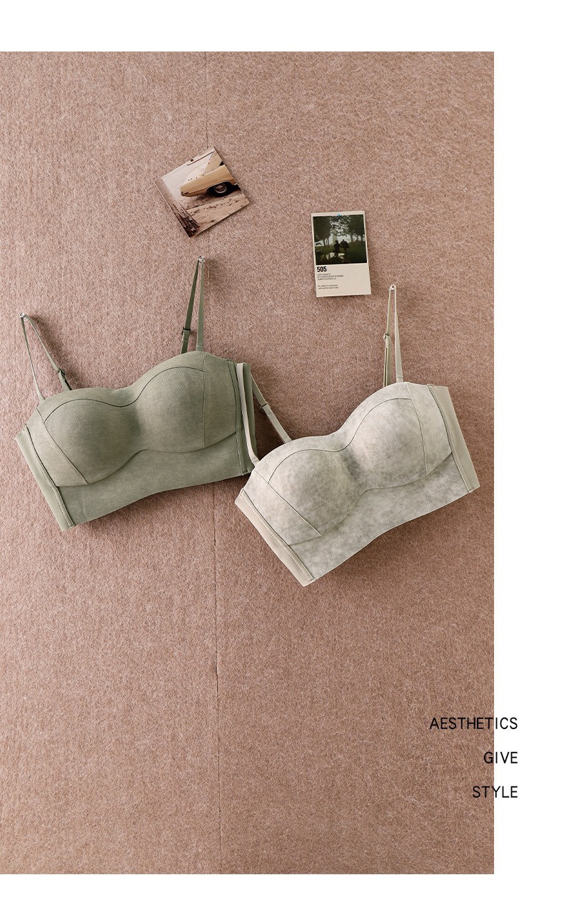 秋冬新款抹胸内衣女小胸聚拢美背一体细肩带无痕裹胸防走光文胸罩详情6