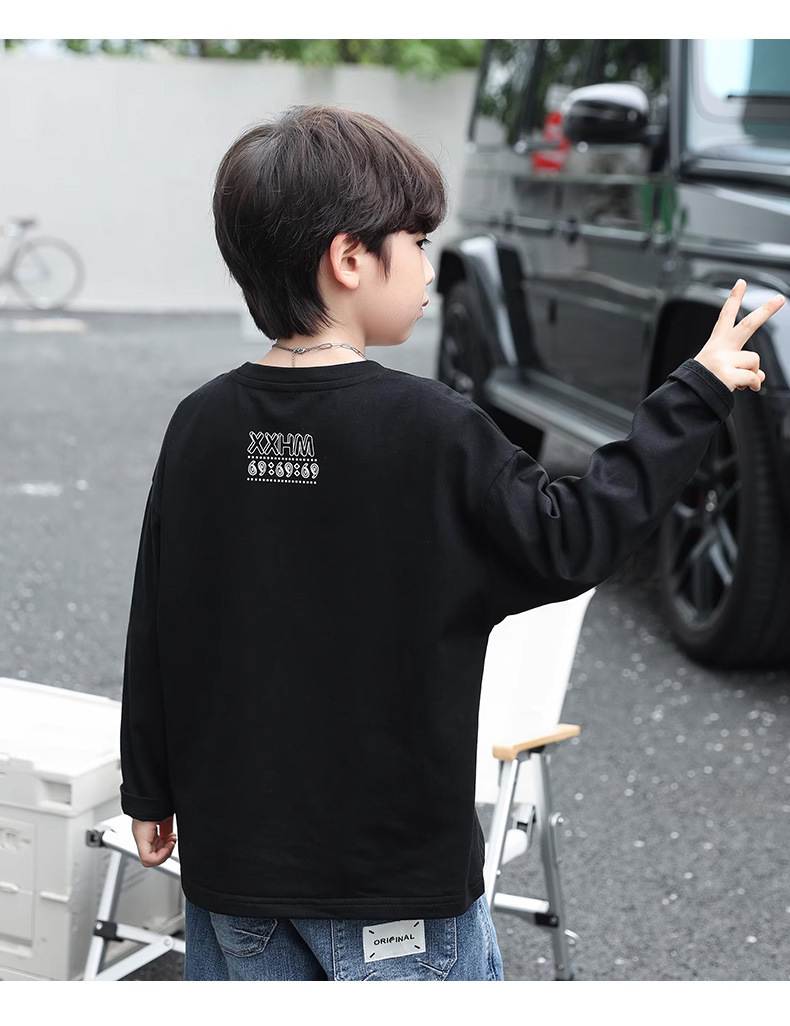 童装男童长袖t恤儿童2025新款纯棉内搭上衣宽松圆领打底衫衣服潮详情23