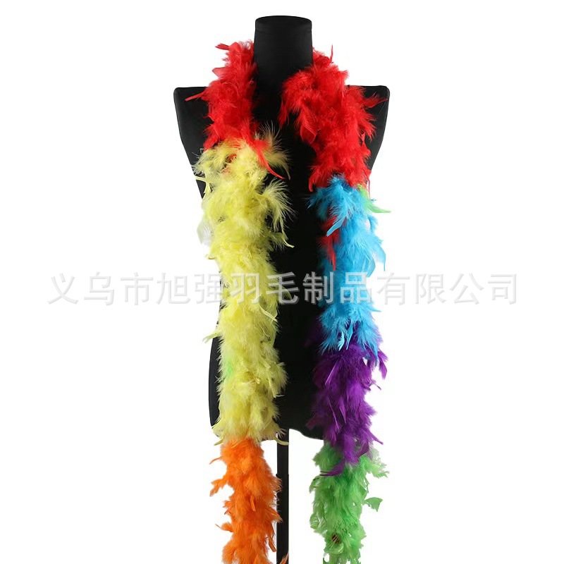 批发火鸡毛条/羽毛条40g/2m白底实物图