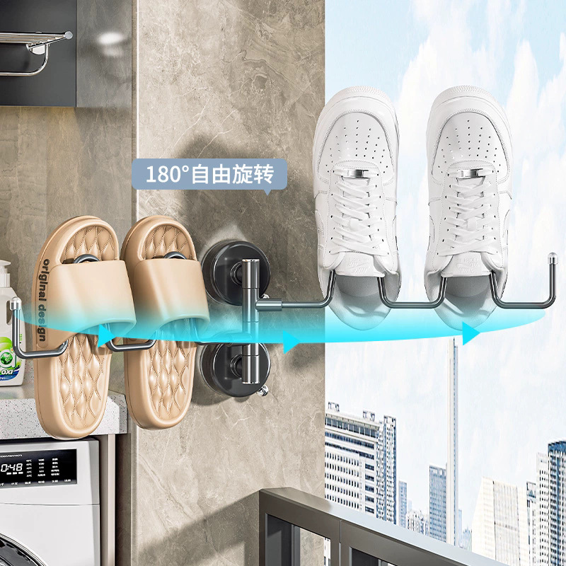 No-drilling suction cup shoe drying rack, shoe drying rack, shoe drying wonder, balcony, home, bay window, wall-mounted, foldable and rotatable details Picture