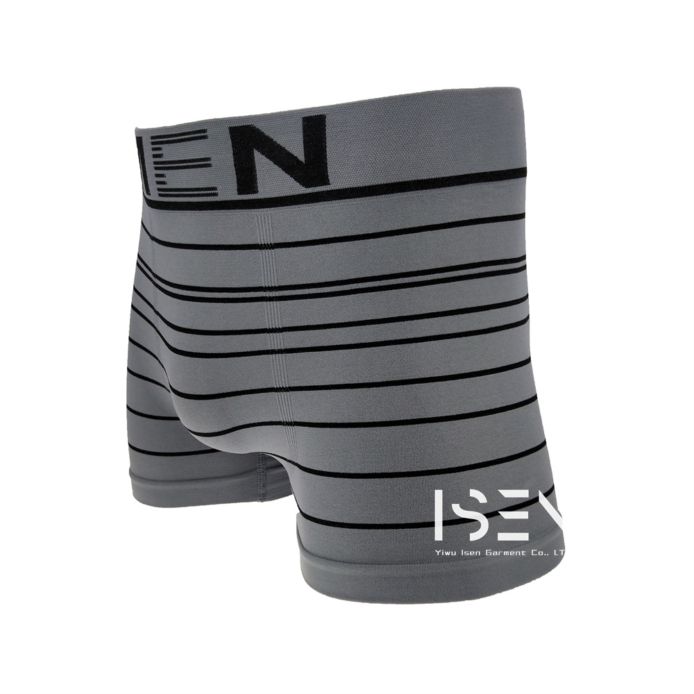 【 Factory Direct Supply 】 Seamless Knitted Men Gray Striped Mid-Waist Nylon Men's Underwear Simple Pack 12 / Bag Specification drawing