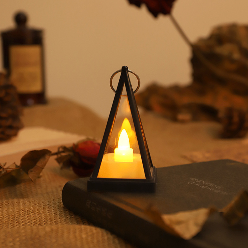 Halloween Accessories Triangle Wind Lamp Pendant Lighting Decoration European New Led Electronic Candle Light Portable Wind Lamp Specification drawing