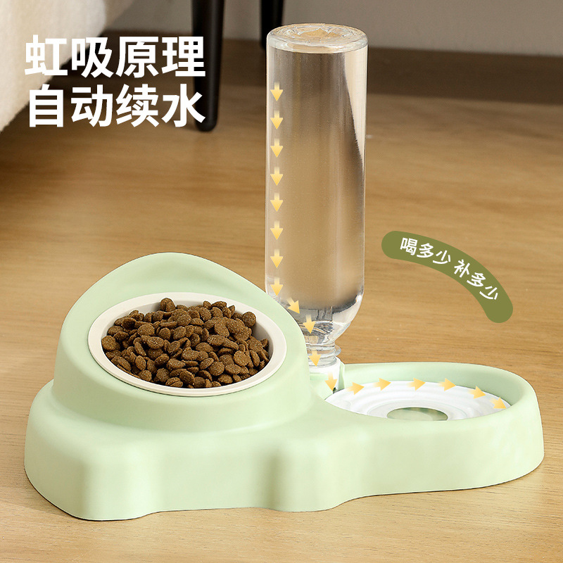 New foreign trade pet double-bowl, cat bowl, water and food integrated ceramic bowl, anti-tipping dog bowl, dog basin, cat water and feeding device Application Scenario