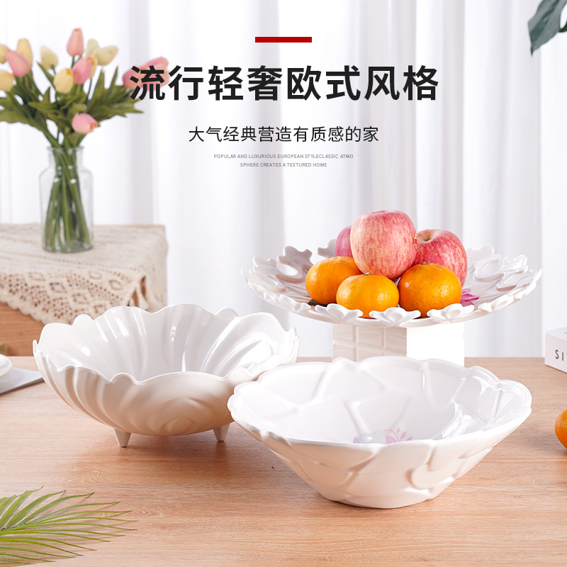 小吃盘/易食盘/木制甜品台/三层长方金边果盘/沥水篮不锈钢产品图