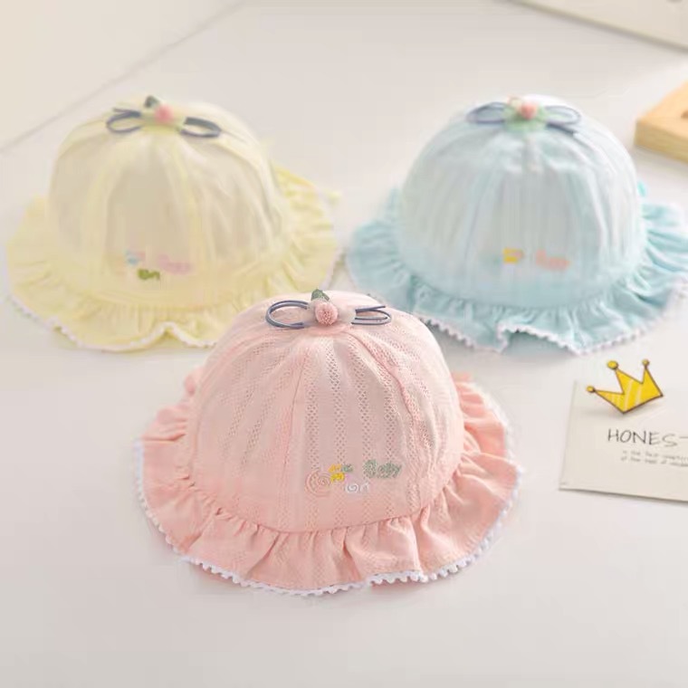 Baby fisherman hat spring and autumn cute princess basin hat baby young children spring and autumn models one-year-old little child