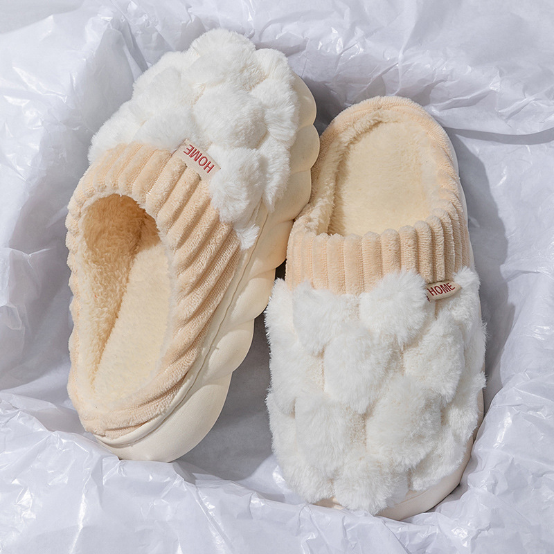 Spot Cotton Slippers Female Autumn And Winter Couples Home With Indoor Warm Non-Slip Plush Home Cotton Slippers Male