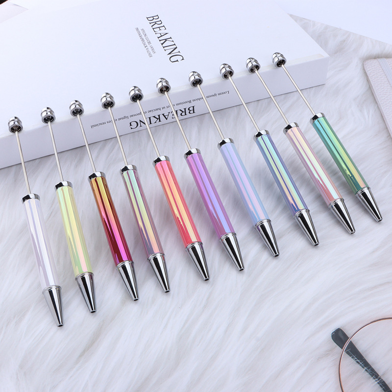 Cross-Border New Diy Beaded Pen Uv Plating Seven-Color Beaded Ballpoint Pen Personalized Hand-Beaded Gift Pen Specification drawing
