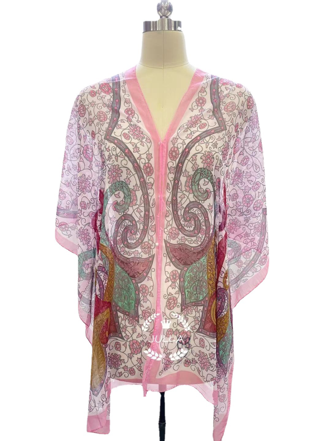 Beach Clothes New Spot Supply Vintage Printed Sunscreen Chiffon Pearl Buckle Towel Beach Photo Shade Belly Item Picture