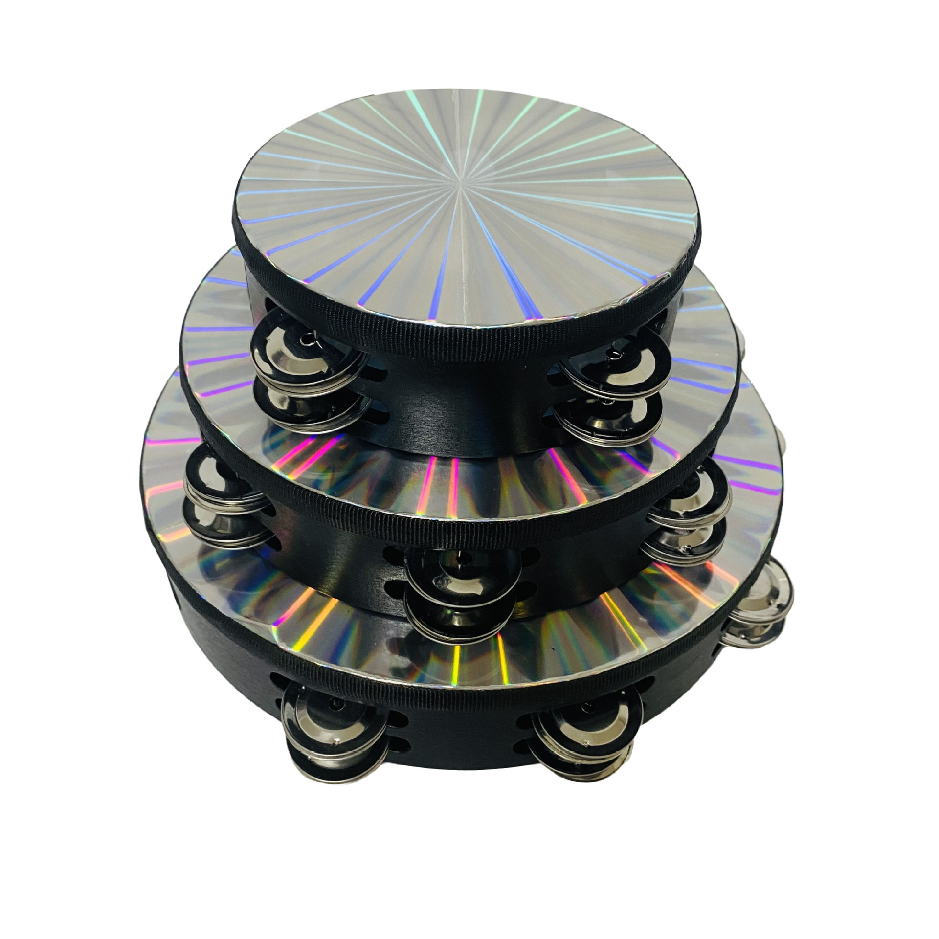 Double-row laser tambourine children's dance performance, tambourine orff percussion instruments, Xinjiang dance props for kindergartens Item Picture