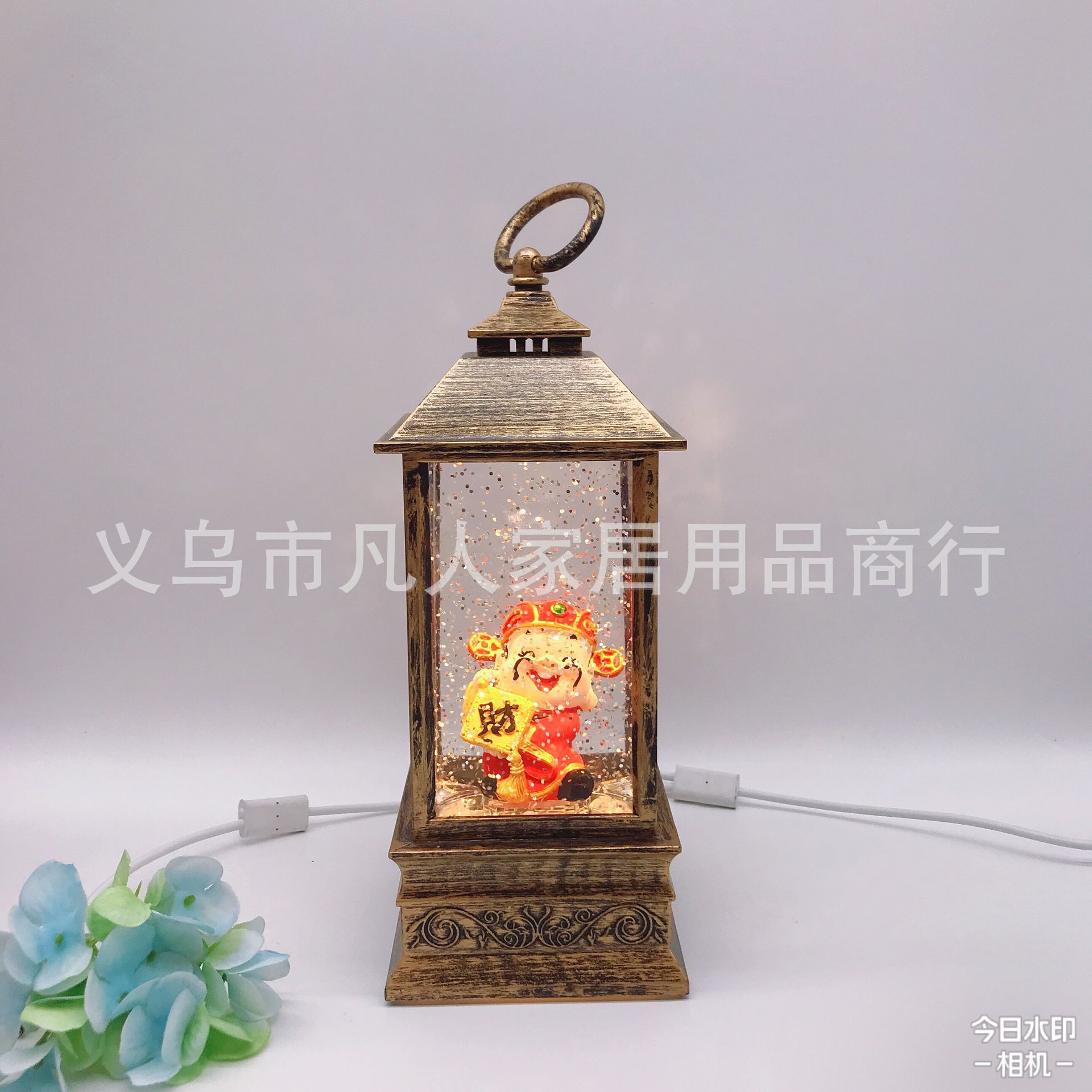 Opening Of Water-Flood Wind Light Snow Music Box Festive Creative Gift Music Box God Of Wealth Decoration Application Scenario