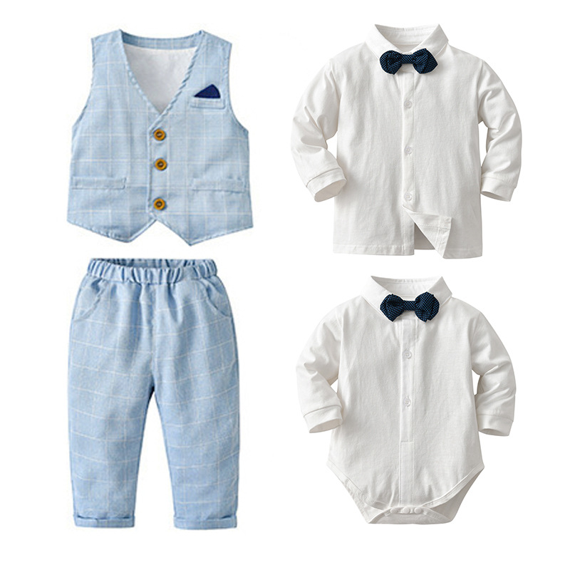 Wholesale children's clothing, one-piece consignment, Korean-style Hayi three-piece set children's clothing, autumn long-sleeved boys' baby clothes Specification image