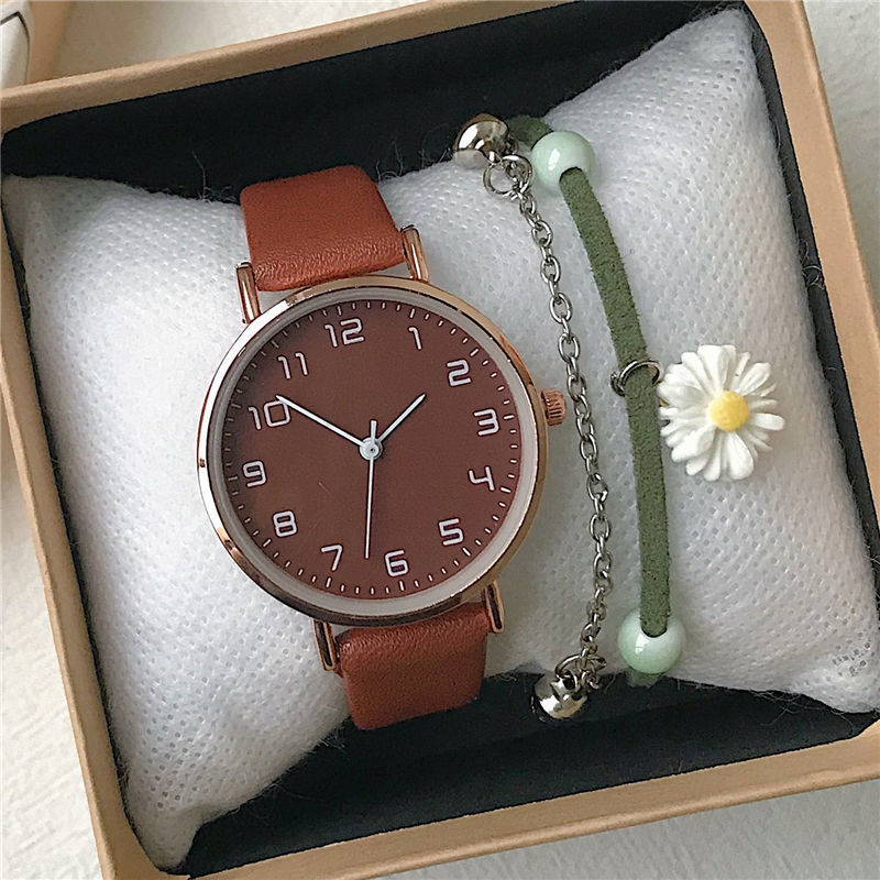The ins green girl's watch exudes a simple and artistic charm. It's a retro and fair look for junior high school students. It's a versatile quartz watch with a forest style Specification image