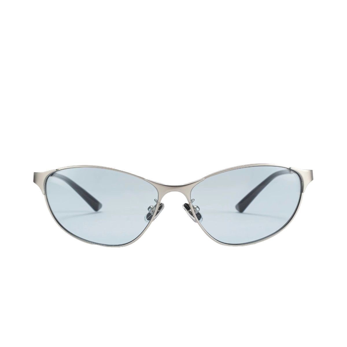 European and American futuristic style beach hot girl ultra-light sunglasses, a hit on Xiaohongshu, fashionable metal cat-eye retro sunglasses Item Picture