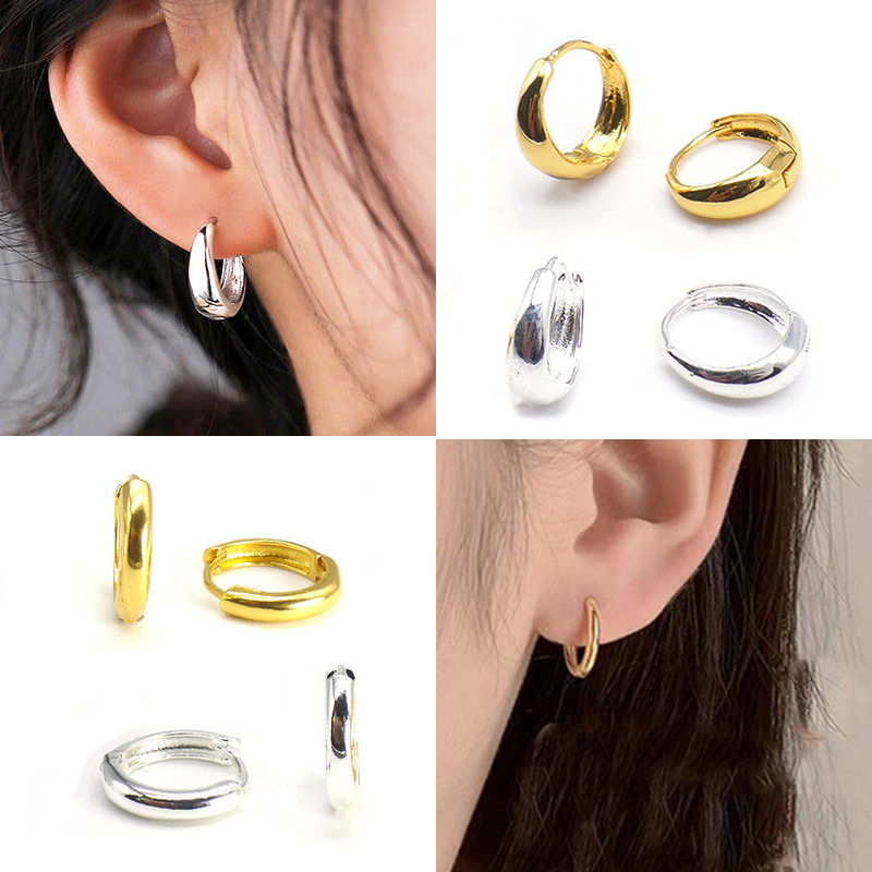 欧美ins风光面耳扣 铜镀金银简约小众耳环批发气质复古耳圈耳饰品